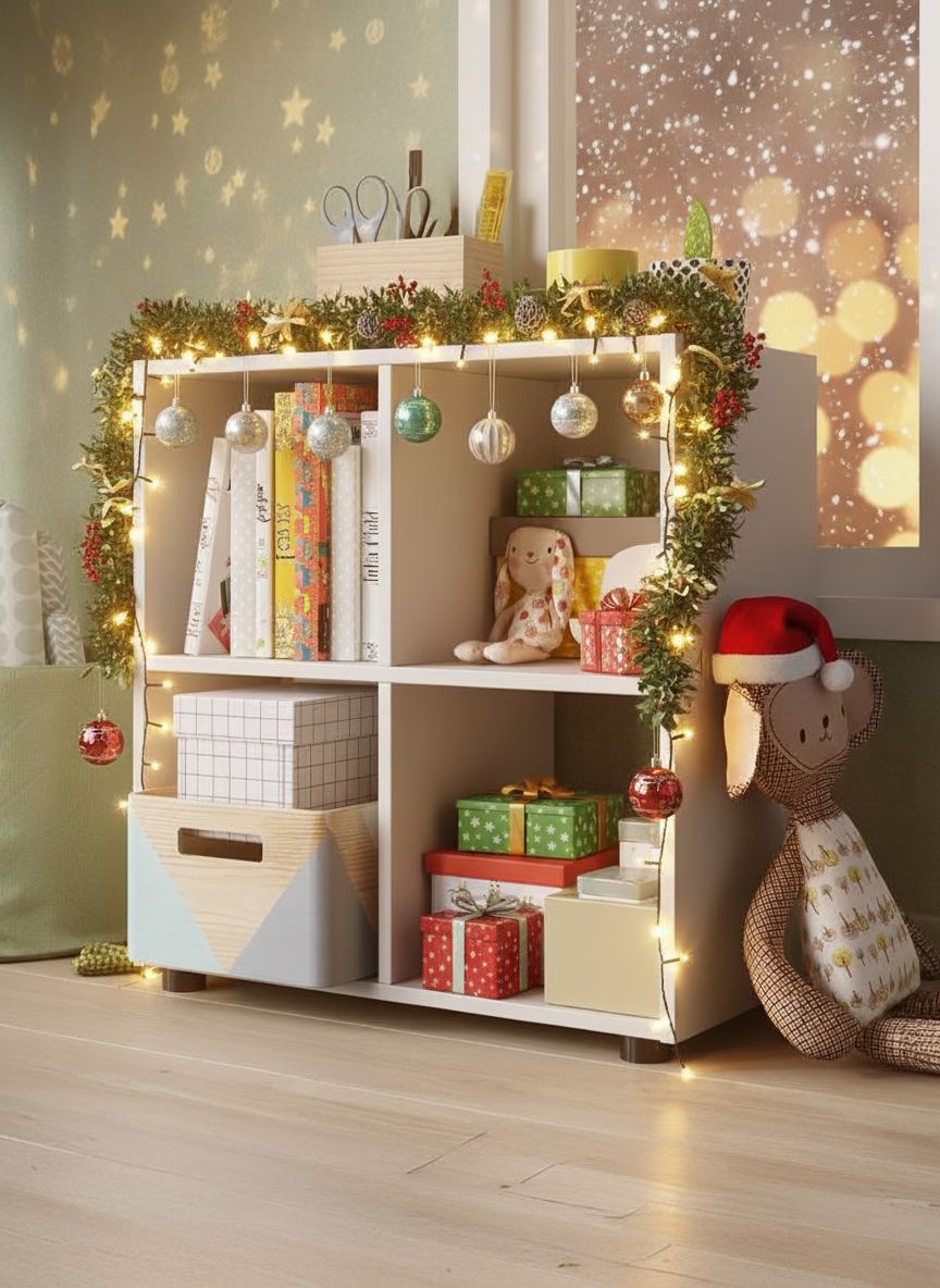 Стеллаж Kvadro-2 белый деревянный напольный 65х33х68см (ШxГхВ)