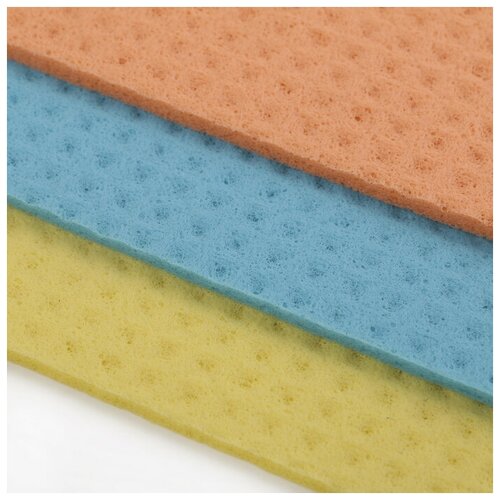 Салфетки для влажной уборки губчатые 15x17 см, целлюлоза, 3 шт