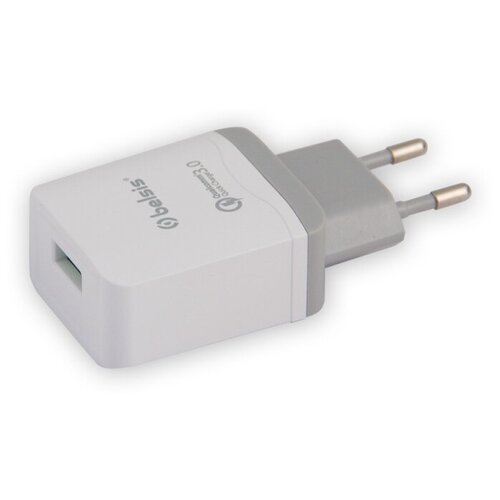 фото Сетевое зарядное устройство belsis bs1408, быстрая зарядка,quick charge qc 3.0,1 usb 3,6 a, белый