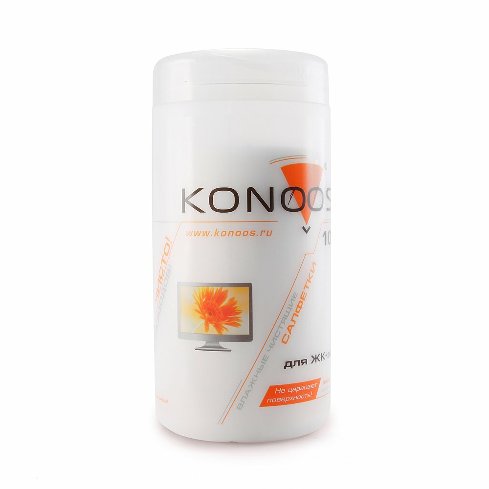 Салфетки для ЖК-экранов Konoos KBF-100 в банке, 100 штук
