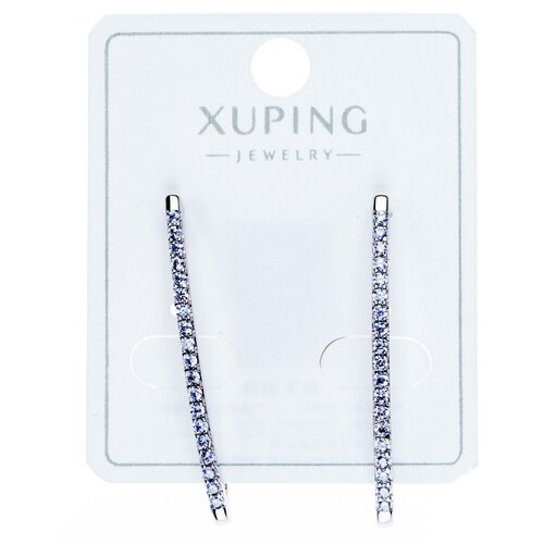 Серьги пусеты XUPING JEWELRY, фианит, серебряный бижутерия серьги женские золотой с фианитами и красной эмалью ксюпинг x120232 07