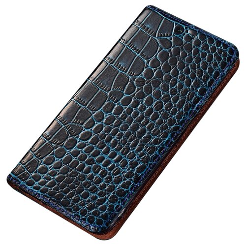 фото Чехол-книжка mypads premium для xiaomi mi mix 1 из качественной импортной натуральной кожи теленка с фактурной прошивкой рельефа кожи крокодила экзотический синий