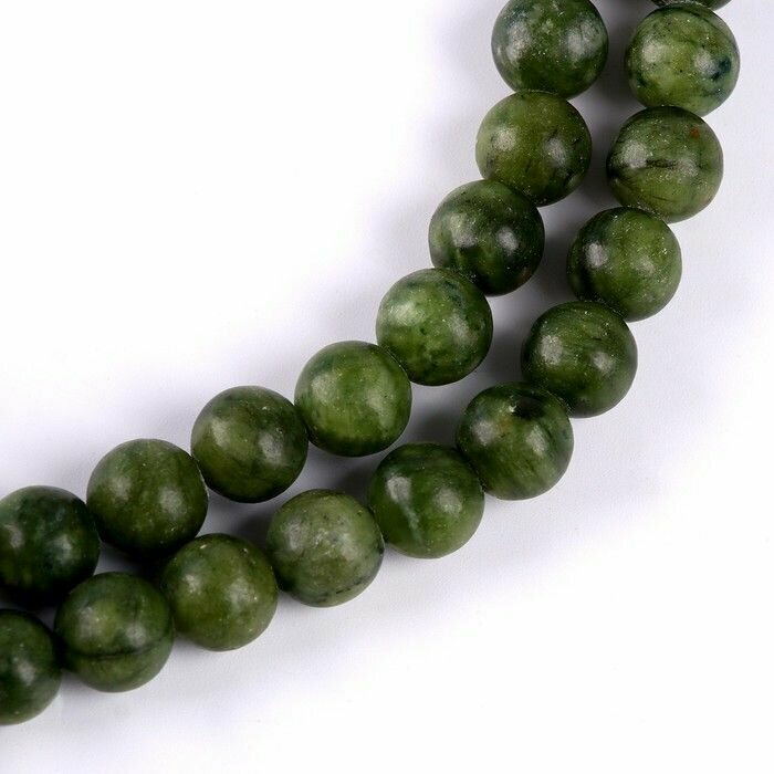 Бусины из натурального камня "Зелёный нефрит" набор 36 шт, размер 1 шт. - 10 мм