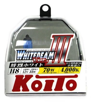 Лампа высокотемпературная Koito Whitebeam H8 12V 35W (70W) 4000K (комплект 2 шт.) арт. P0758W