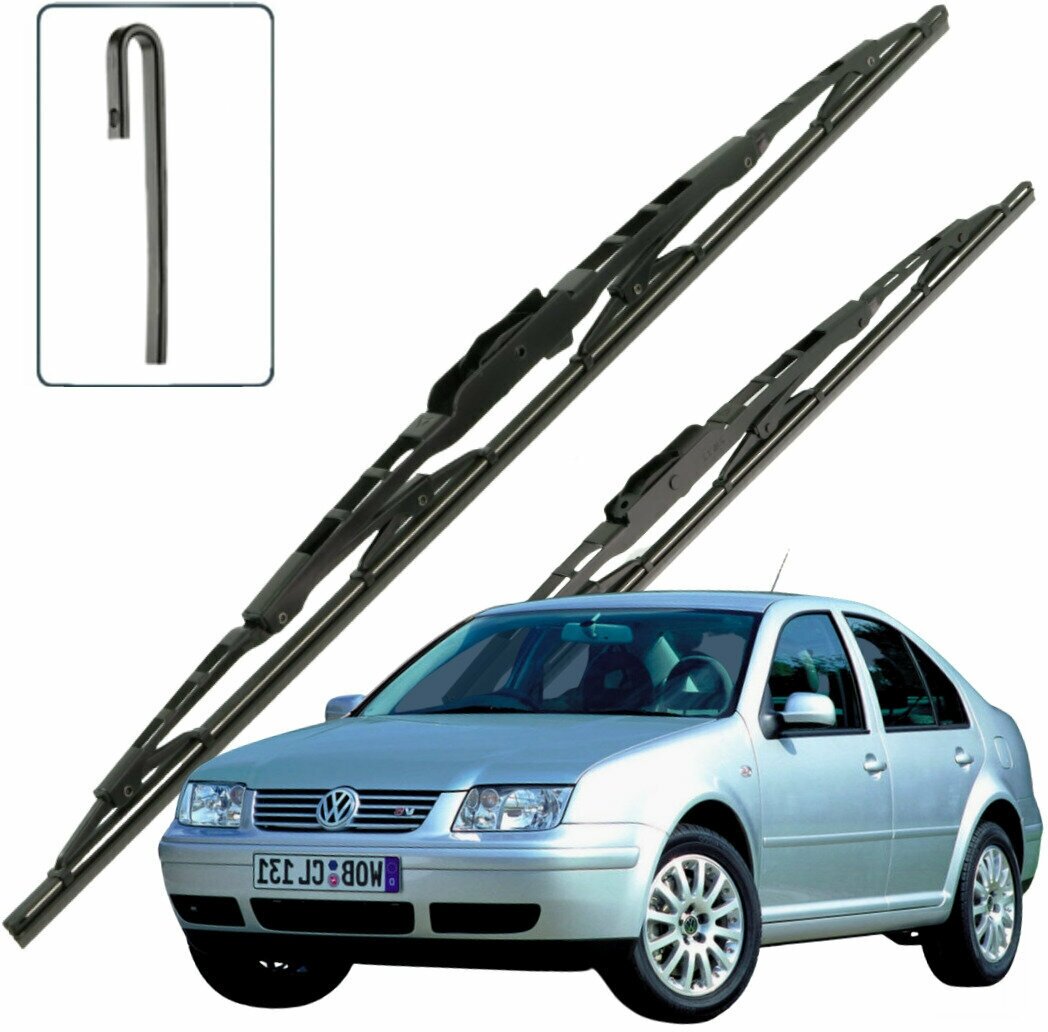 Дворники VW Volkswagen Bora (1) A4 Фольксваген Бора А4 седан 1998-2000 2001 2002 2003 2004 2005 каркасные 530-480 2 шт.