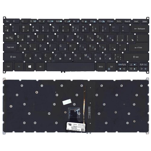 Клавиатура для ноутбука Acer Aspire R14, R5-471T, R5-431T, R7-372T, SWIFT 5 черная, с подсветкой