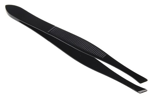 фото 357-059 ЮНИLOOK пинцет для бровей скошенный, металл, 8, 5СМ, черный