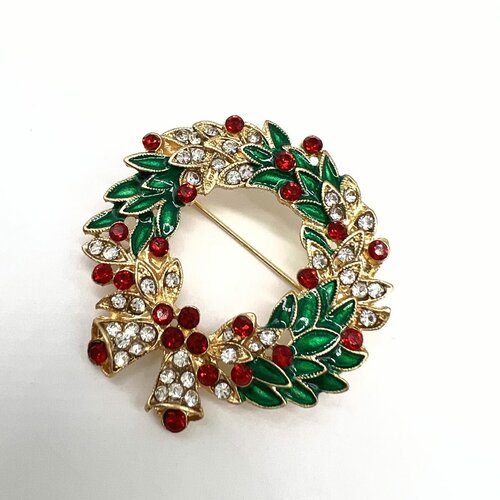 Брошь, стразы, золотой