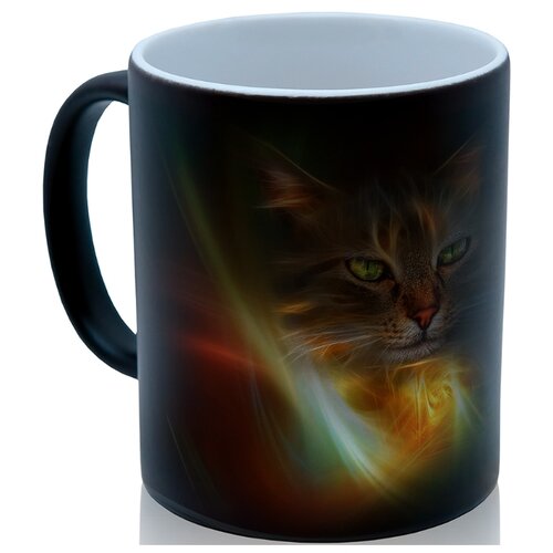 фото Кружка хамелеон неоновая кошка, красивый сувенир drabs