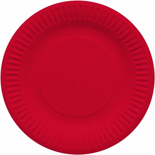 Тарелки одноразовые бумажные/Набор одноразовых бумажных тарелок для праздника (7'/18 см) Красный, 6 шт.