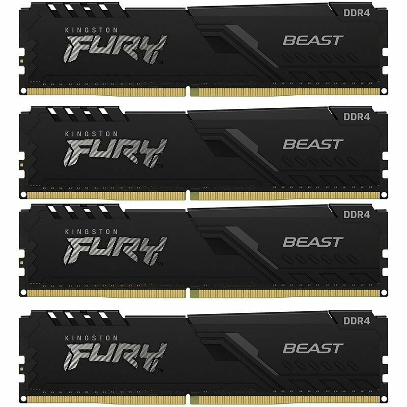 Оперативная память KINGSTON FURY Beast Black RGB DIMM DDR4 64GB (4x16GB) 3600 MHz (KF436C18BBK4/64)