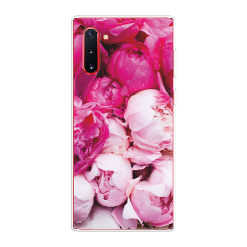 Силиконовый чехол на Samsung Galaxy Note 10 / Самсунг Гэлакси Нот 10 Пионы розово-белые силиконовый чехол пионы розово белые на samsung galaxy note 2 самсунг галакси нот 2