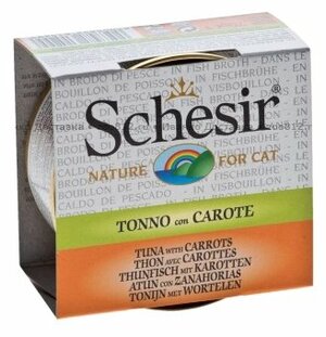 Влажный корм для кошек Schesir с тунцом, с морковью 70 г (кусочки в соусе)