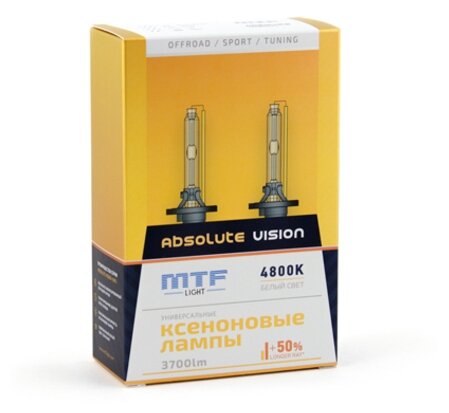 Лампа автомобильная ксеноновая MTF Light Absolute Vision +50% AVBHB4 HB4 35W P22d