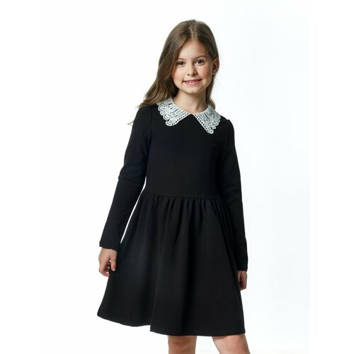 Школьное платье Mini Maxi, футер, хлопок, трикотаж, размер 128, черный