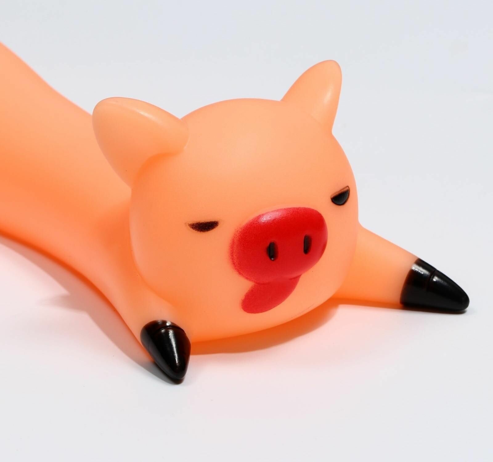 Игрушка пищащая "Свинья на отдыхе" для собак, 14,5 х 5 см, бежевая 7471583 - фотография № 6