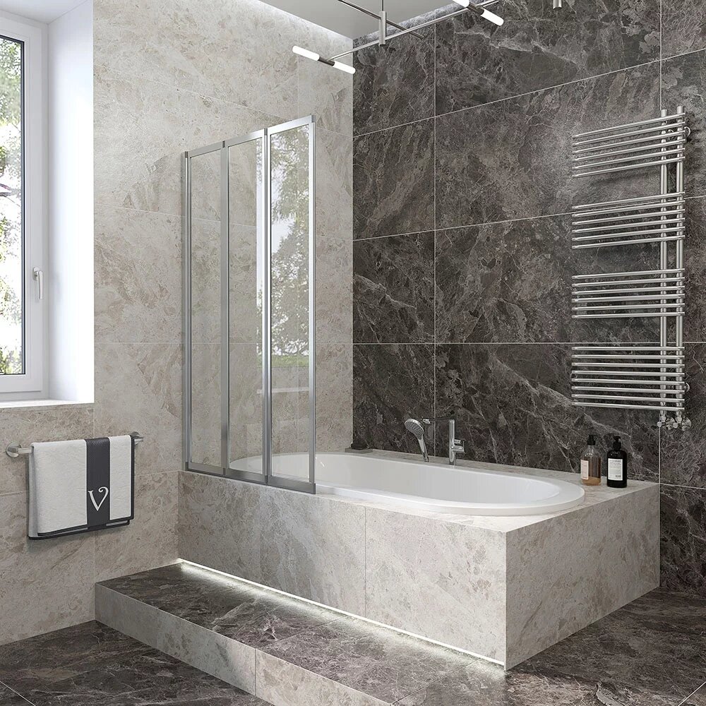 Душевая шторка на ванну Veconi Palau PL74R-120-01-19C4 120х150 стекло прозрачное 4 мм