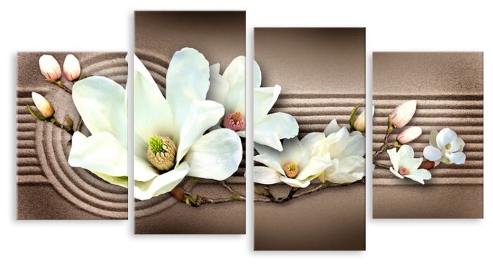 Модульная картина на холсте "Белые орхидеи" 90x48 см