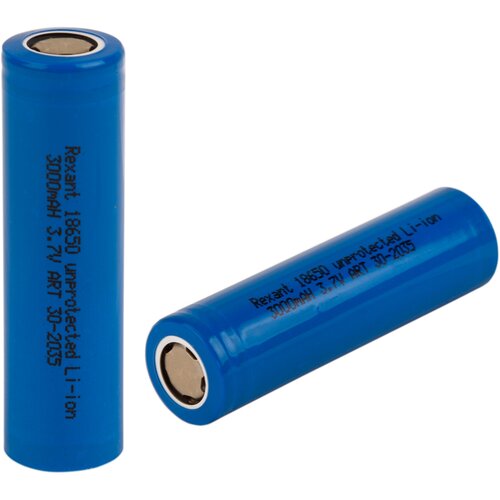 Высокоемкостный литий-ионный аккумулятор REXANT 18650 unprotected, 20 А, 3000 мА/ч, 3.7 В, 10 шт. в упаковке