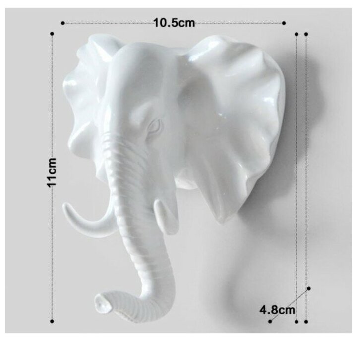 Декор настенный-вешалка "Слон" 11 x 10.5 см, белый - фотография № 2