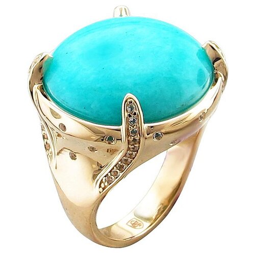 фото Эстет кольцо с амазонитом и топазами из жёлтого золота 01к3313015-1, размер 18