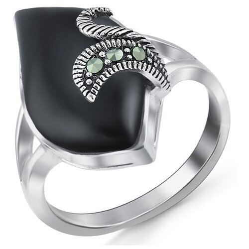 фото Кольца silver wings кольцо из серебра оникс, марказит