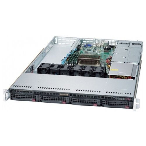 Сервер Supermicro 5019C-WR без процессора/без ОЗУ/без накопителей/количество отсеков 3.5 hot swap: 4/2 x 500 Вт/LAN 1 Гбит/c