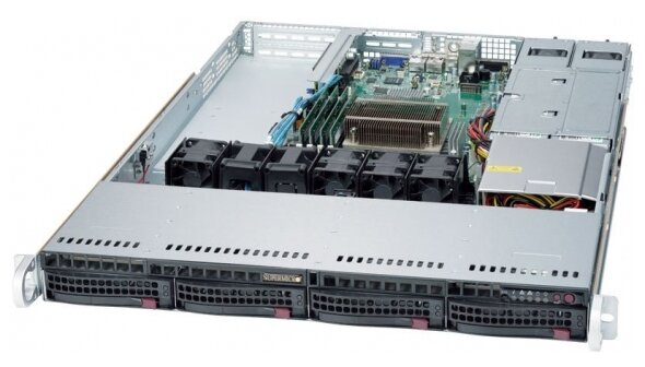 Supermicro server barebone SYS-5019C-WR 1U, Single Socket H4 E-2100 series, 4 DIMM slots, 4 Hot-swa