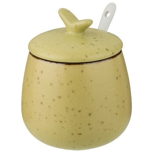 фото Сахарница с ложкой cosmos 350 мл, 8,8х11 см lefard, желто-зеленый (155-414)