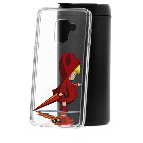 фото Чехол на samsung galaxy a8 2018 (a530) kruche print девочка с зонтом
