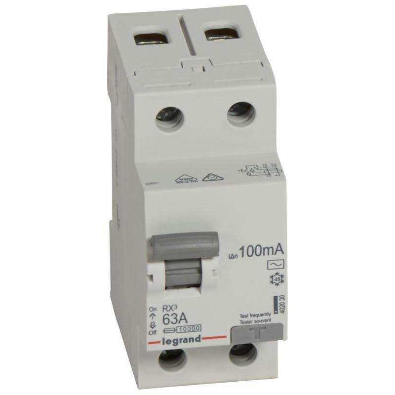 Выключатель дифференциального тока (УЗО) 2п 63А 100мА тип AC RX3 Leg, LEGRAND 402030 (1 шт.)