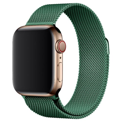 фото Металлический ремешок для часов apple watch series 1-6 и вотч se 38-40 mm миланская петля (milanese loop) зеленый life style