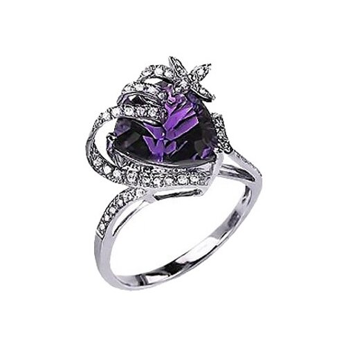 фото Эстет кольцо с 1 аметистом, 43 бриллиантами из белого золота 95к621352, размер 17.5