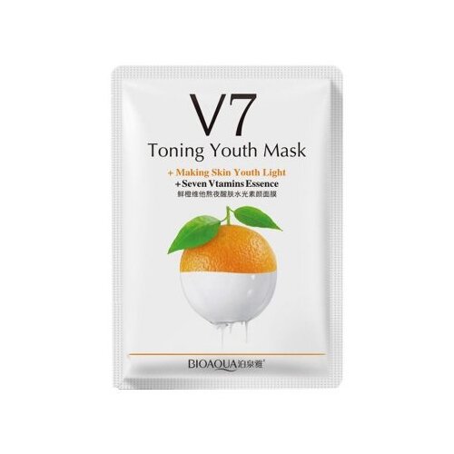 BioAqua Тканевая маска V7 с комплексом витаминов и экстрактом апельсина, 30 г, 30 мл, 4 уп.