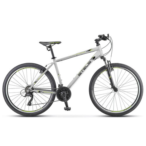Велосипед 26 Горный Stels Navigator 590 V (2021) Количество Скоростей 21 Рама Алюминий 16 Серый/Салатовый Stels арт. LU089785
