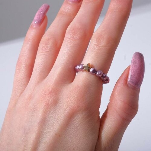 Кольцо Queen Fair, пластик, безразмерное, золотой, фиолетовый кольцо queen fair эмаль безразмерное фиолетовый