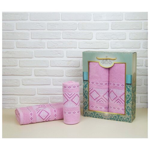 фото Ambiance набор полотенец phillis цвет: розовый (50х90 см,70х140 см)