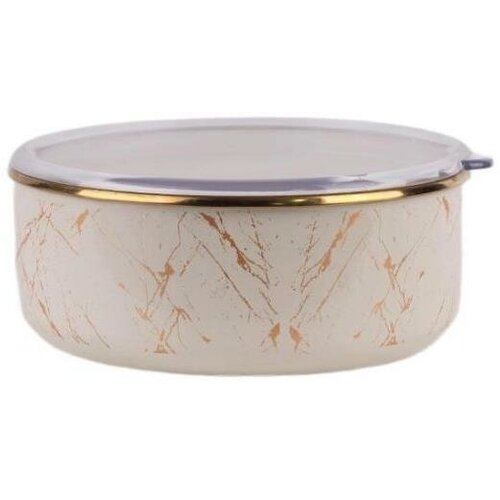 Миска эмалированная 14см 065л Мрамор крышка - акрил Катюша арт 3022-065-2 4361₽