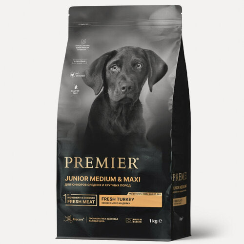 Изображение товара Premier Dog Turkey JUNIOR Medium&Maxi (Свежее мясо индейки для юниоров средних и крупных пород) (1 кг)