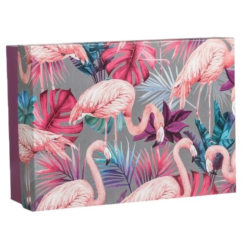 Коробка подарочная Дарите счастье Фламинго, 21х15х7 см, розовый/фиолетовый