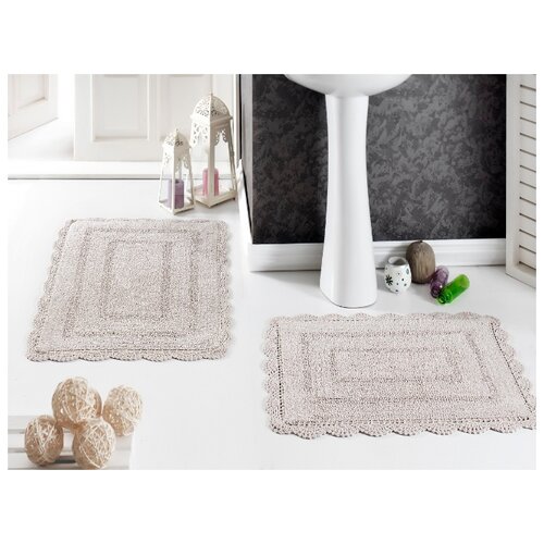 фото Набор ковриков для ванной кружевной "modalin. evora", 60x100 + 50x70 см (бежевый)