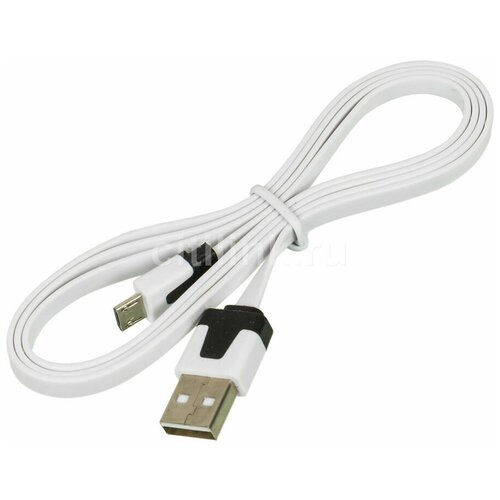 Кабель USB 2.0 A (M) - microUSB B (M), 1м, Buro White (BHP MICROUSB 1M FLAT) кабель buro bu usb ac 1m 60w usb m usb type c m 1м черный