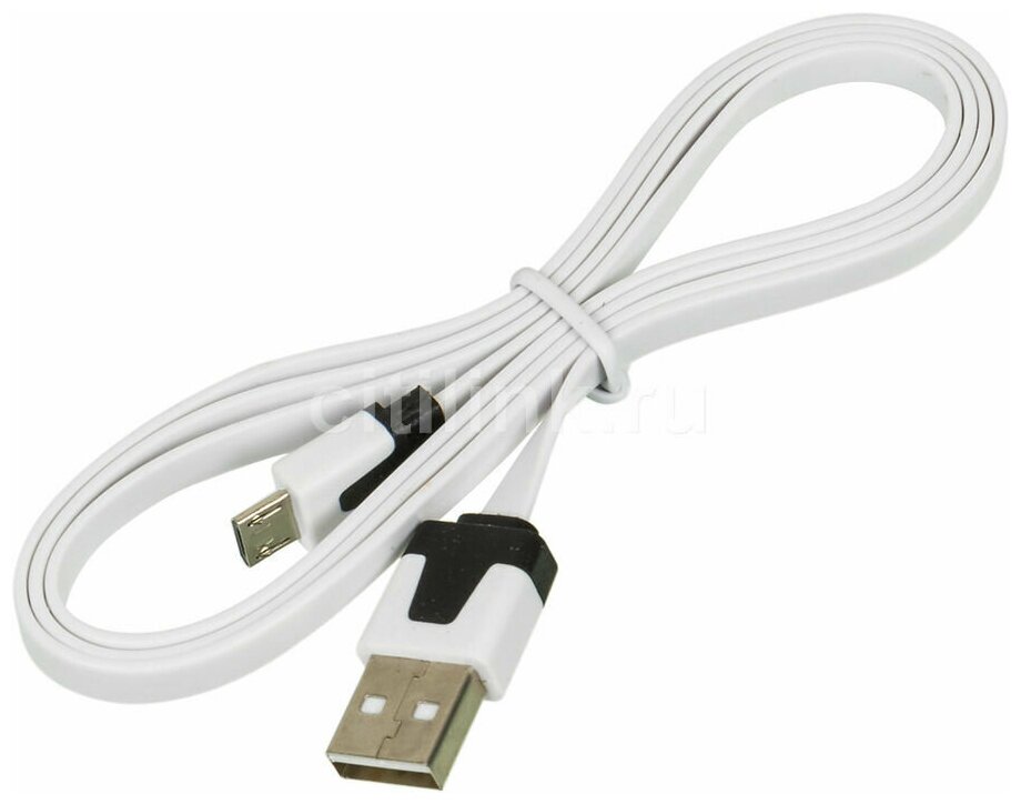 Кабель Buro micro USB (m) - USB (m), 1м, плоский, 2A, белый [bhp microusb 1m flat]