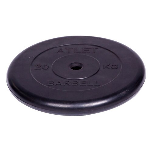 фото Диск обрезиненный barbell d 26 мм черный 20,0 кг atlet mb barbell