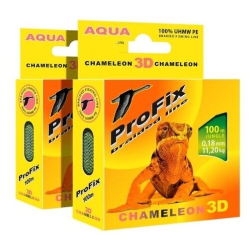 фото Плетеный шнур profix chameleon 3d jungle 0.18mm, набор 2шт. по 100m aqua