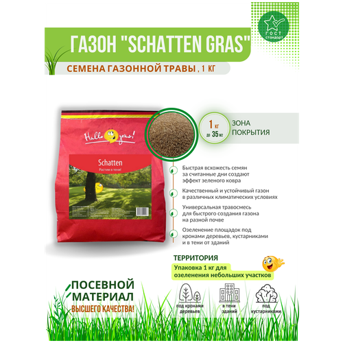 Семена Hallo Gras! Schatten, 1 кг, 1 кг смесь семян hallo gras schatten 0 3 кг 0 3 кг