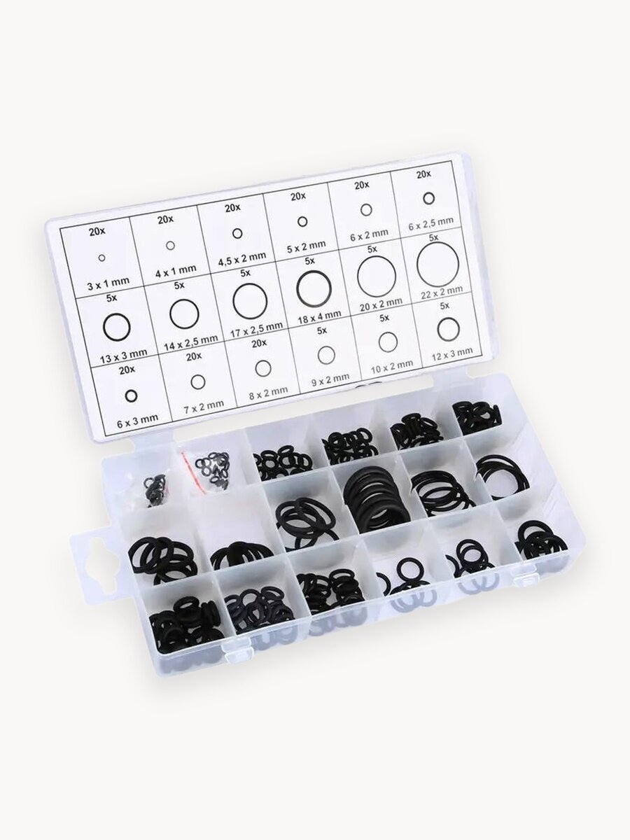 Уплотнительные резиновые маслобензостойкие кольца набор 225 шт./Набор уплотнительных резиновых прокладок