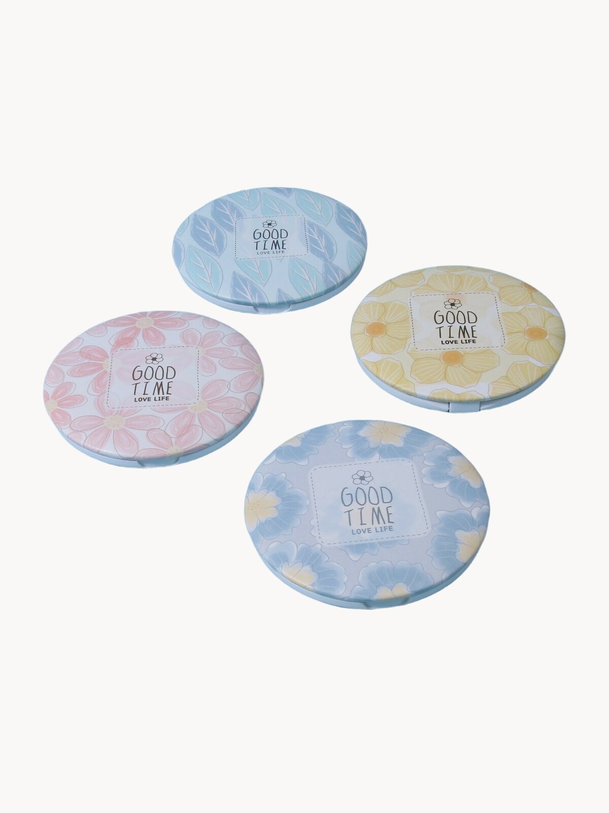 Зеркало складное Нежность и надписи , d 7,5 см, с увеличением, рисунок микс