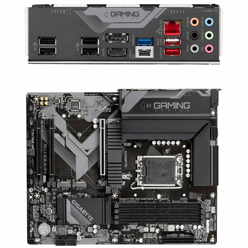 Материнская плата Gigabyte B760 Gaming X B760 Socket-1700 4xDDR5, 4xSATA3, RAID, 3xM.2, 3xPCI-E16x, 2xUSB3.2, 1xUSB3.2 Type C, DP, HDMI, 2.5Glan, ATX