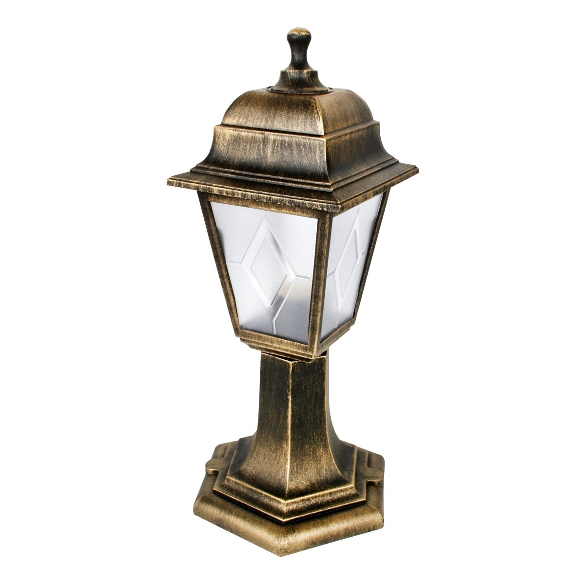 фото Светильник уличный садово-парковый на столб IP44 13840 Camelion PP4201/02 220В 60Вт Е27 четырехгранный черный с бронзой